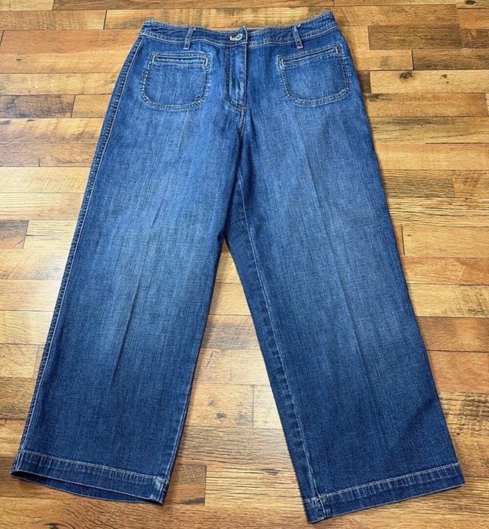 CHICO'S Platinum Women's Cropped Wide Leg Jeans Size 0
